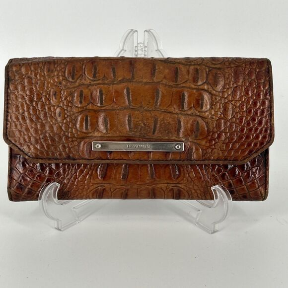 Brahmin Melbourne Wallet Embossed Brown Leather - Picture 1 of 16